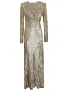 Self-portrait Long Dress In Gold Thread In Gold