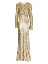 Self-portrait Long Dress In Gold Thread Dresses Gold In Gold