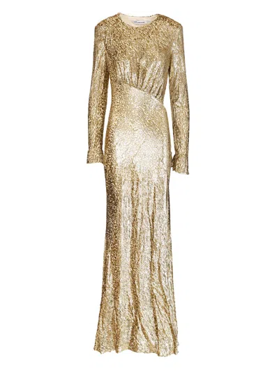 Self-portrait Long Dress In Gold Thread In Multi