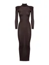 Self-portrait Long Dress In Viscose Knit In Brown