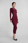 Self-portrait Burgundy Cut Out Tib Knit Midi Dress In Red