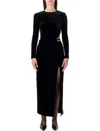 Self-portrait Long Dress Velvet Chain Detail In Black