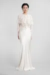 Self-portrait Caped Lace And Satin Maxi Dress In White