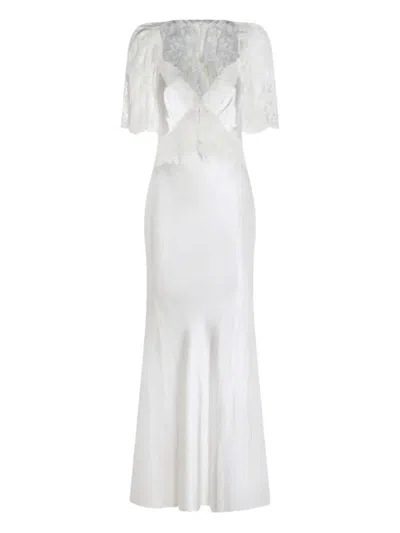 Self-portrait Long Dress With Buttons In White