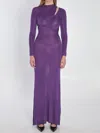 Self-portrait Long Dress With Cut-out In Purple