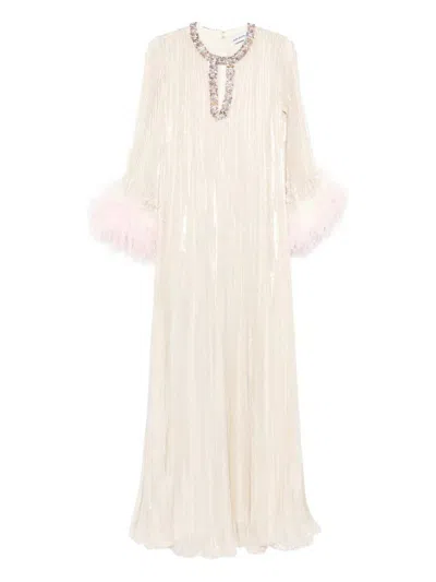 SELF-PORTRAIT LONG DRESS WITH FEATHERS