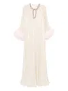 Self-portrait Long Dress With Feathers In Neutral