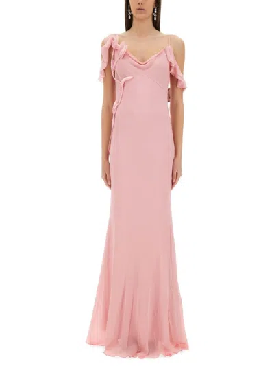 Self-portrait Long Dress With Floral Appliqués