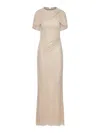 Self-portrait Embellished Draped Maxi Dress In Neutral