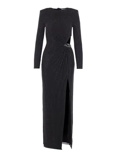 Self-portrait Long Dress With Rhinestones In Black