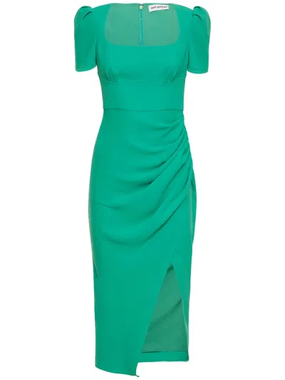 Self-portrait Long Green Elegant Dress With Sophisticated Draping In Multi
