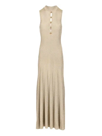 SELF-PORTRAIT LONG KNITTED DRESS DRESSES GOLD