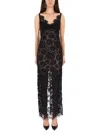 Self-portrait Black Floral Lace Maxi Dress In Black