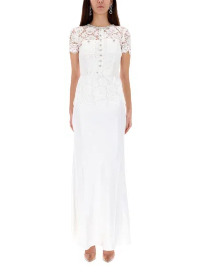 Self-portrait Long Lace Dress In White