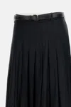Self-portrait Black Pleated Twill Midi Skirt Black In Black