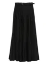 Self-portrait Long Pleated Skirt With Belt Self Portrait In Black