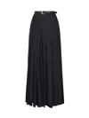 Self-portrait Long Pleated Twill Skirt In Blue