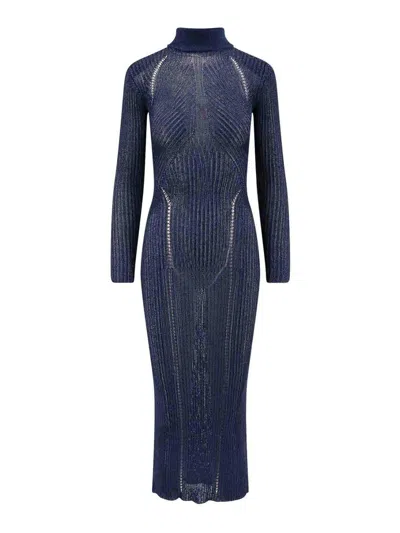 Self-portrait Long Ribbed Jersey Dress