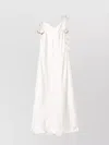 Self-portrait Beige Long Dress With Spaghetti Straps And Ruched Details