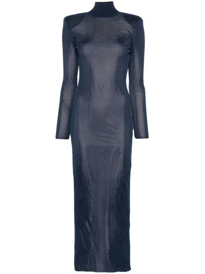 Self-portrait Long Semi-transparent Blue Dress