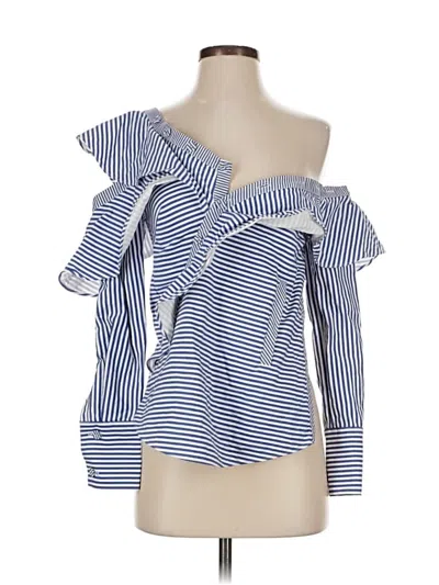 Pre-owned Self-portrait Long Sleeve Blouse In Blue