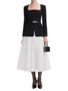 Self-portrait Long Sleeve Contrast Chiffon Midi Dress Black