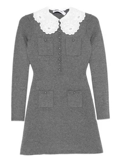 Self-portrait Long-sleeve Mini Dress In White