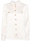 Self-portrait Long-sleeved Satin Shirt In Neutrals