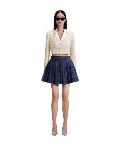 Self-portrait Long-sleeved Casual Jacket In Nude