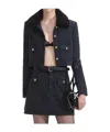 Self-portrait Embellished Cropped Denim Jacket In Black