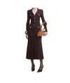 Self-portrait Midi Ribbed Viscose Dress With In Black