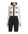 Self-portrait Textured Knit Cardigan In Cream In Black