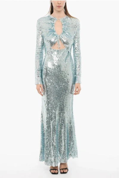 Self-portrait Sequined Jersey Midi Dress In Blue