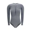 Self-portrait Long-sleeved Wool Bodysuit In Blue