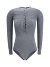 Self-portrait Long-sleeved Wool Bodysuit In Blue