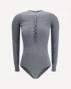 Self-portrait Long-sleeved Wool Bodysuit In Gray