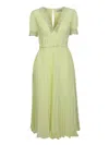 Self-portrait Chiffon Midi Dress With Lace Detail In Yellow