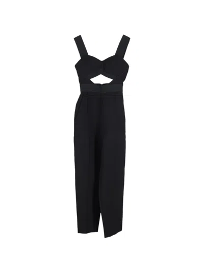 Pre-owned Self-portrait Lulu Cutout Jumpsuit In Black
