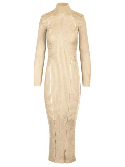 Self-portrait Lurex Knit Dress Dresses Gold