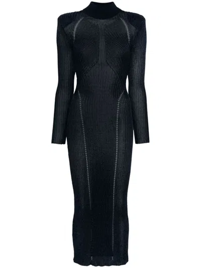 Self-portrait Lurex-knit Maxi Dress In Blue