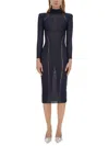 Self-portrait Lurex Knit Midi Dress In Blue