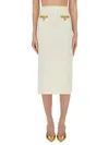 Self-portrait Cream Knit Lurex Trim Midi Skirt