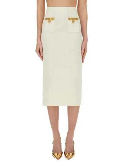 Self-portrait Knee-length Skirt With Textured Fabric And Gold Accents In Pattern