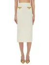 Self-portrait Lurex Knit Midi Skirt In Neutral