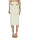 Self-portrait Lurex Knit Midi Skirt In White