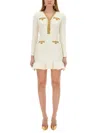 Self-portrait Cream Knit Lurex Trim Mini Dress In Beige