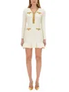 Self-portrait Cream Knit Lurex Trim Mini Dress In Beige