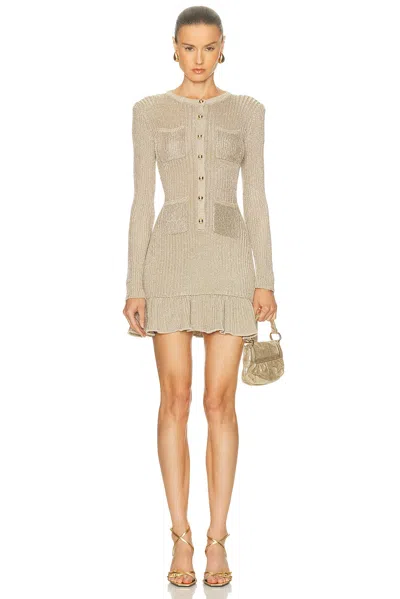 Self-portrait Lurex Knit Mini Dress In Gold