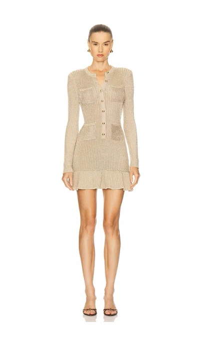 Self-portrait Lurex Knit Mini Dress In Brown