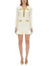 Self-portrait Cream Knit Lurex Trim Mini Dress In Neutrals